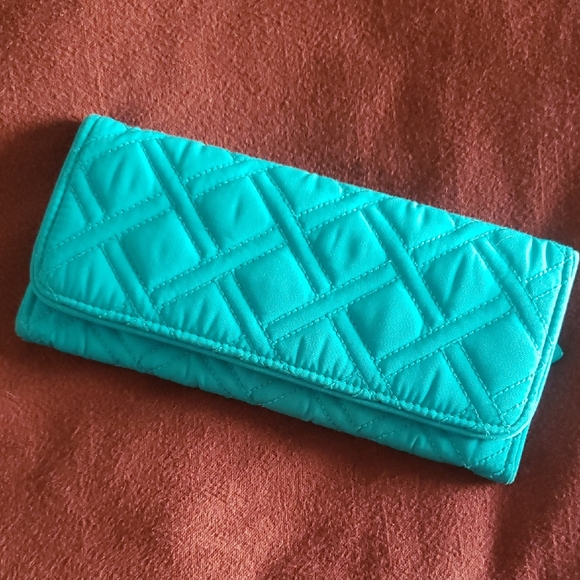 Vera Bradley Quilted Turquoise Wallet - Picture 1 of 5